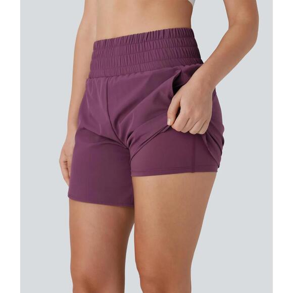 NWT Halara Breezeful High Waisted Pockets 2-in-1 Curved Hem Running Shorts Small - Picture 3 of 11